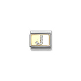 Nomination COMPOSABLE CLASSIC GLITZER-BUCHSTABEN Element aus Edelstahl, mit Emaille und 18kt Gelbgold verziert (10_J)